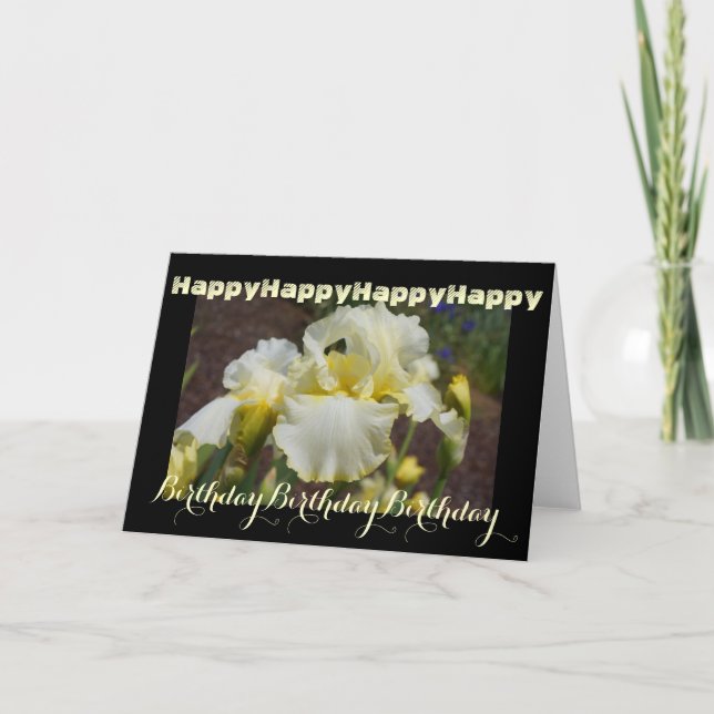 Tarjetas de Feliz Cumpleaños Iris Flores Únicas (Anverso)