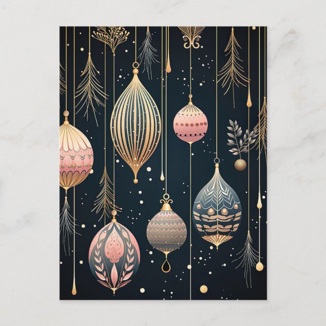 Tarjetas de Feliz Navidad con Adornos Festivos (Anverso)