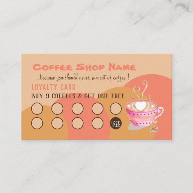 Tarjetas de fidelidad de cafetería (Anverso)