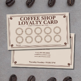 Tarjetas de fidelidad de cafetería - Granos de caf
