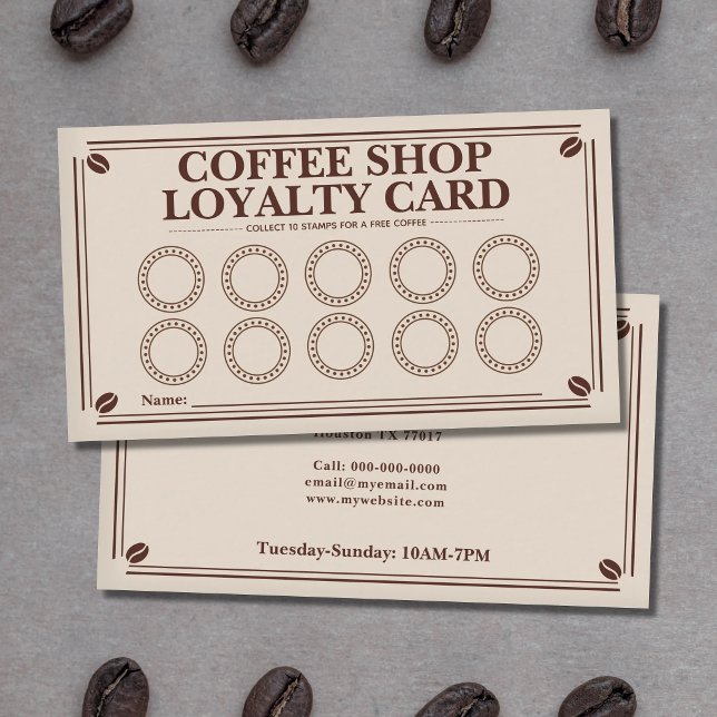 Tarjetas de fidelidad de cafetería - Granos de caf (Coffee Beans - Coffee Shop Loyalty Card)