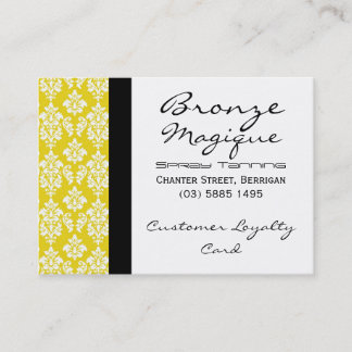 Tarjetas de fidelidad de cliente de Damask amarill