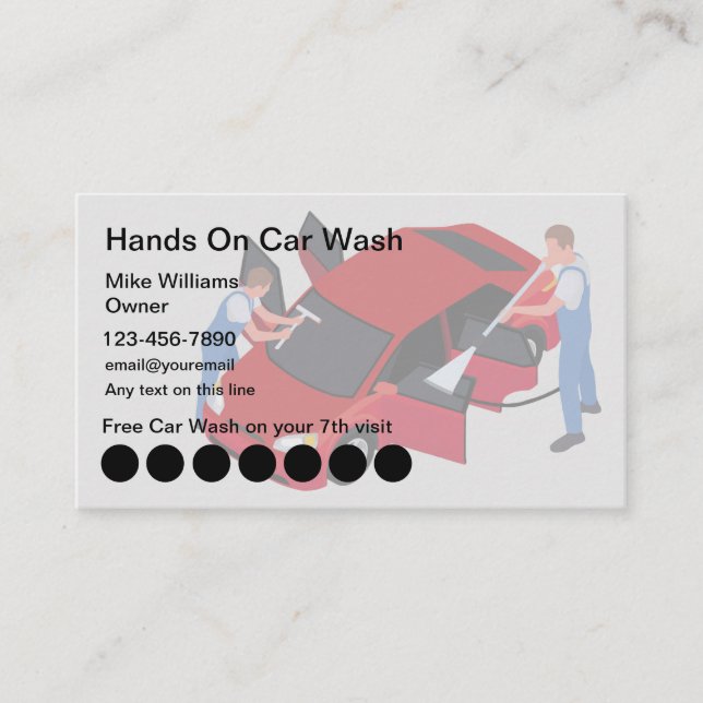 Tarjetas de fidelidad de cliente de lavado de auto (Anverso)