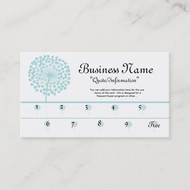 Tarjetas de fidelidad de Dandelion azul/Comprador  (Anverso)