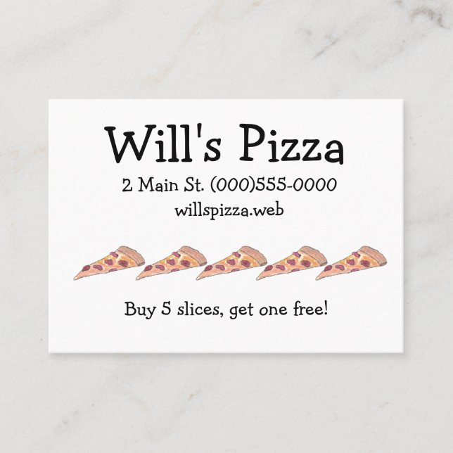 Tarjetas de fidelidad del cliente "Pizza" (Anverso)