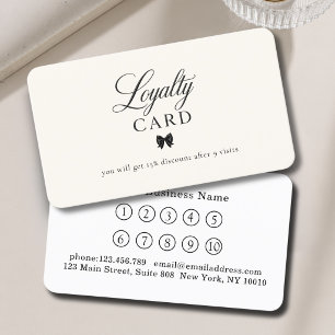 Tarjetas de fidelidad elegantes de lazo negro beig