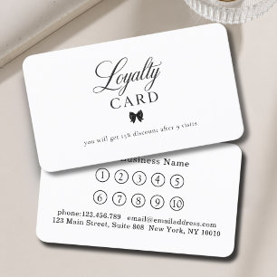 Tarjetas de fidelidad elegantes de lazo negro y bl