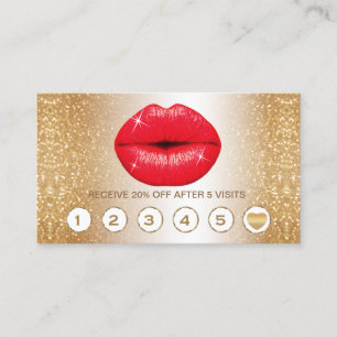 Tarjetas de fidelidad Gold Purpurina y Red Lips