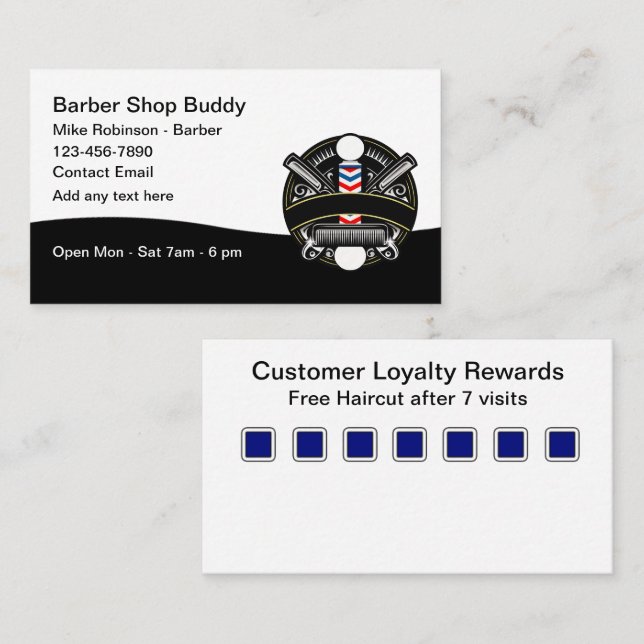 Tarjetas de fidelidad para clientes de barbería (Anverso / Reverso)