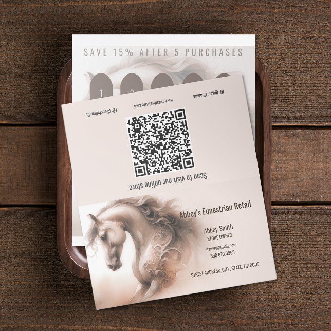 Tarjetas de fidelidad plegadas del código QR para  (Horse Business QR Code Folded Loyalty Cards)