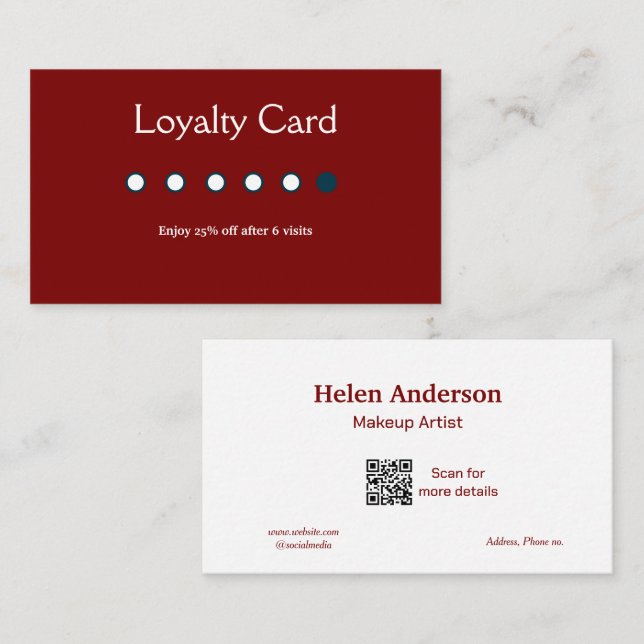 tarjetas de fidelización de salón de negocios clás (Anverso / Reverso)