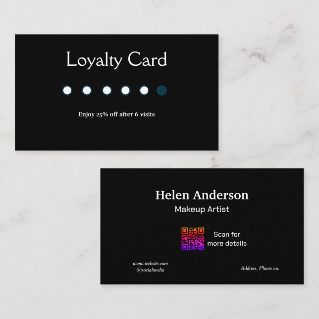 tarjetas de fidelización de salón de negocios clás (Anverso / Reverso)