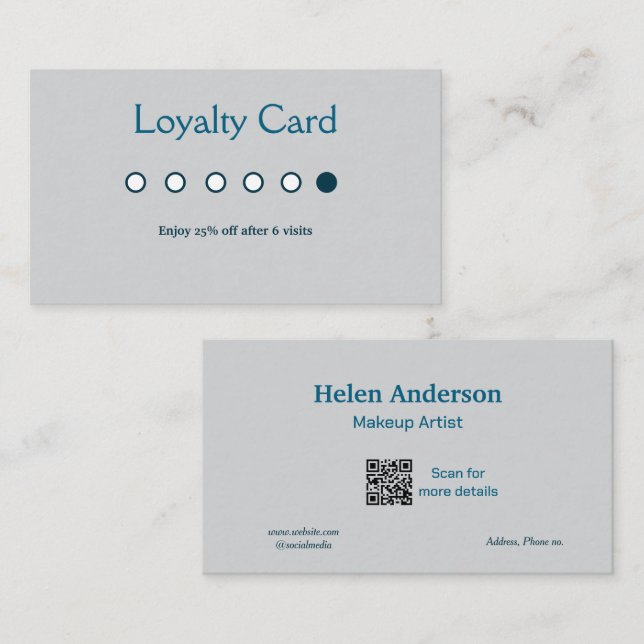 tarjetas de fidelización de salón de negocios clás (Anverso / Reverso)