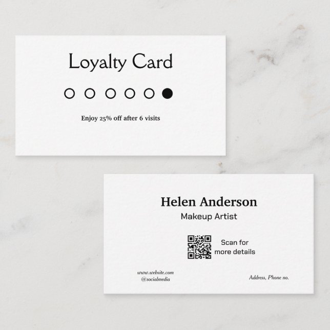 tarjetas de fidelización de salón de negocios clás (Anverso / Reverso)