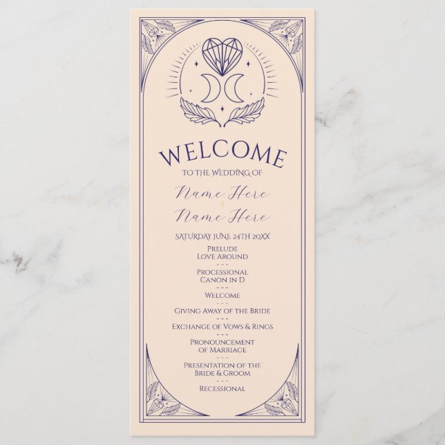 Tarjetas de Fiesta de Boda Ceremonia Programa Taro (Anverso)