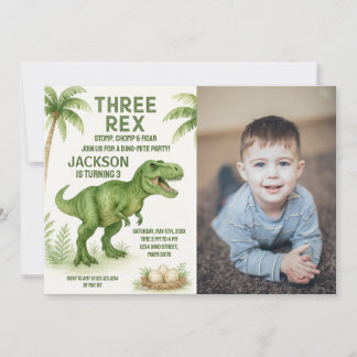 Tarjetas de Fiesta de Dino para niños y Personaliz