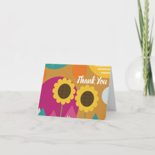 Tarjetas de fiesta de girasoles agradeciendo al so