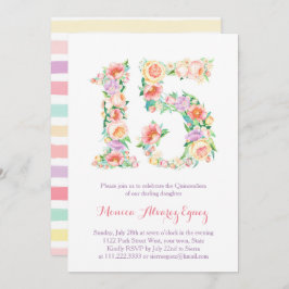 Tarjetas de Fiesta de Quince años, flores pasteles