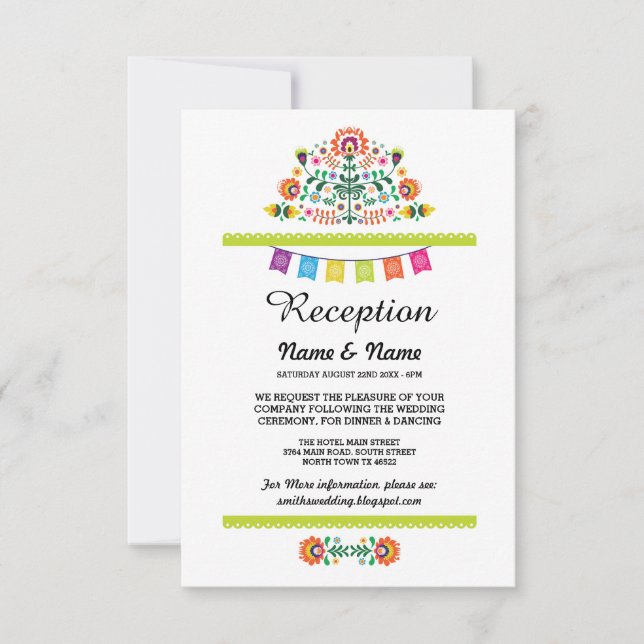 Tarjetas de Fiesta de Recepción de Boda Mexicanas (Anverso)