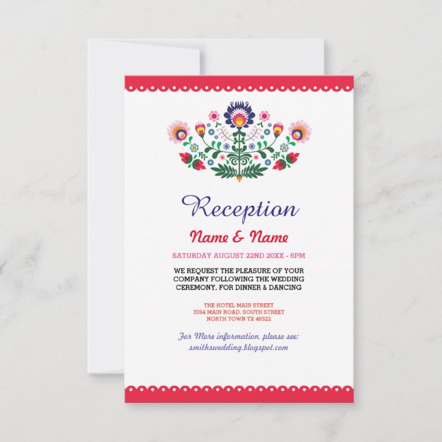 Tarjetas de Fiesta de Recepción de Boda Mexicanas  (Anverso)