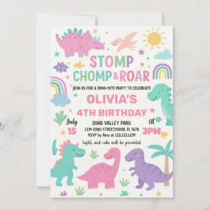 Tarjetas de Fiesta Dino editables para personaliza