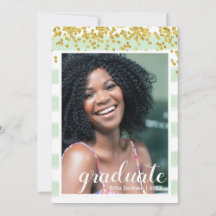 Tarjetas de Fiesta graduadas con rayas verdes y do