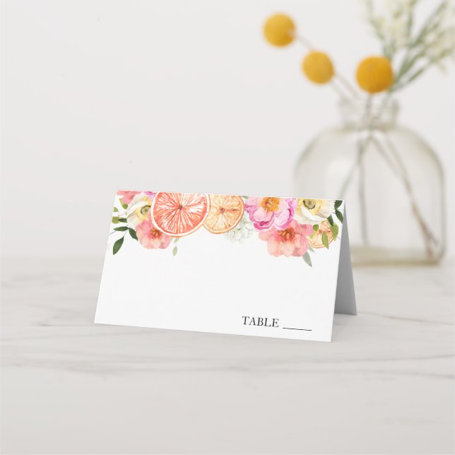 Tarjetas de flores de cítricos rosas (Anverso)