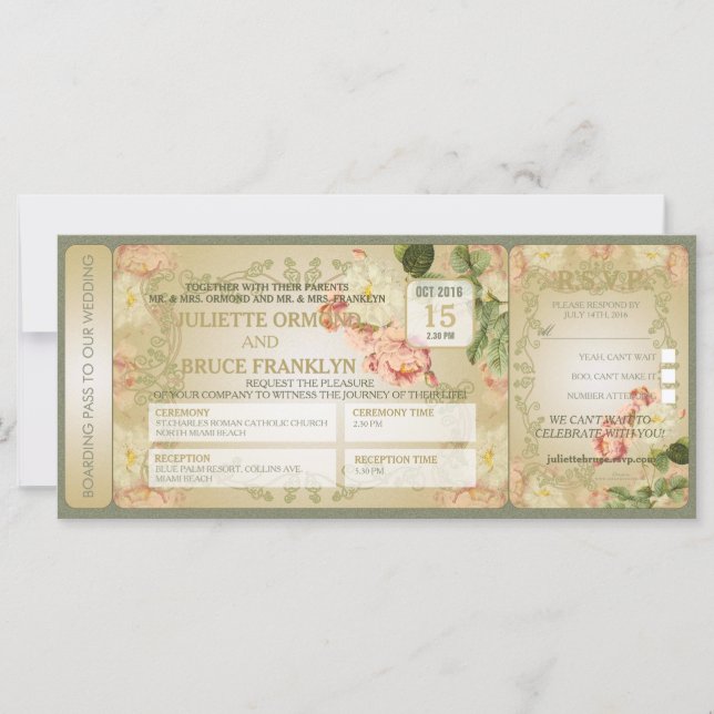 Tarjetas de flores - Tarjeta de invitación de boda (Anverso)