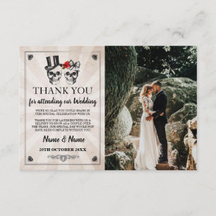Tarjetas de foto de boda de agradecimiento de crán
