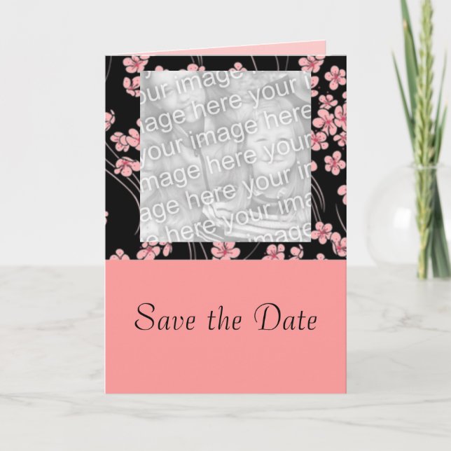 Tarjetas de foto de flores de cerezo en negro (Anverso)