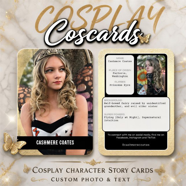 Tarjetas de Foto de Historia de Personaje con Efec (Bring your cosplay character to life with custom cosplayer story cards, adding your photos and text)