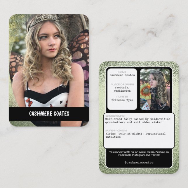 Tarjetas de Foto de Personaje de Cosplay Premium | (Anverso / Reverso)