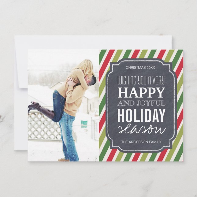 Tarjetas de foto navideñas con franjas modernas de (Anverso)
