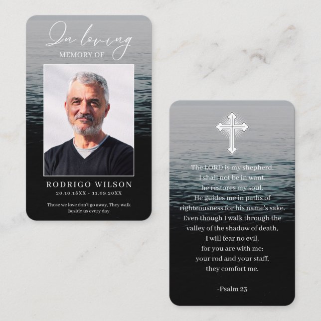 Tarjetas de Foto Oración Fúnebre Memorial en el Oc (Anverso / Reverso)