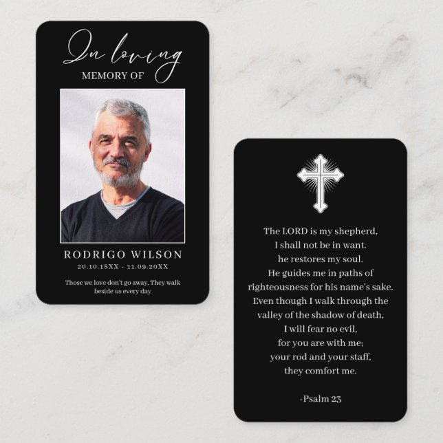 Tarjetas de Foto Oración Memorial en Memoria Amoro (Anverso / Reverso)