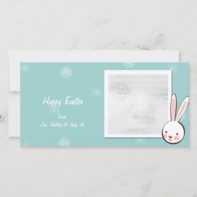 Tarjetas de fotos Aqua Bunny Easter (Anverso)