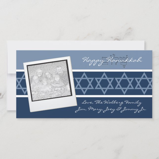 Tarjetas de fotos Blue Shalom Hanukkah (Anverso)