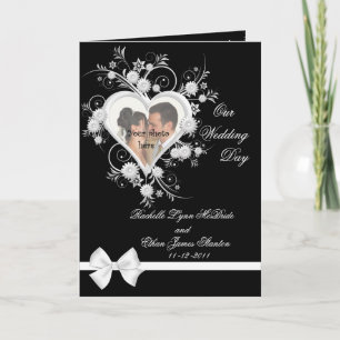 Tarjetas de fotos Boda de corazón blanco y negro 5