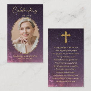Tarjetas de fotos con oración fúnebre memorial del