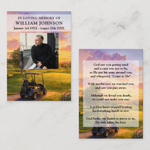 Tarjetas de fotos con poema de oración fúnebre de 