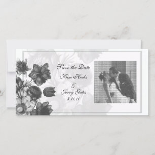 Tarjetas de fotos de Boda Gris Elegant Flower