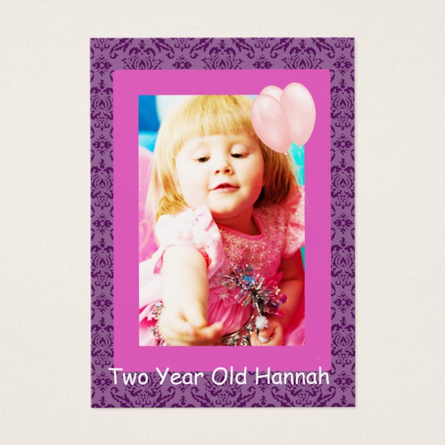 Tarjetas de fotos de cumpleaños para niñas de dos  (Frente)
