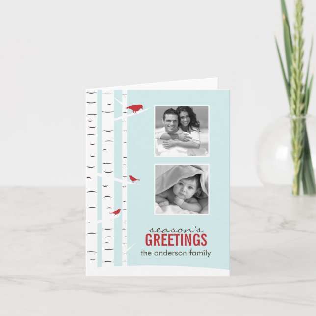 Tarjetas de fotos de feriado de los árboles Birch  (Anverso)