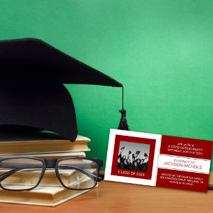 Tarjetas de fotos de graduación en verde y blanco