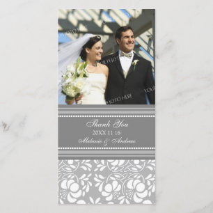 Tarjetas de fotos de Grey Thank You Boda