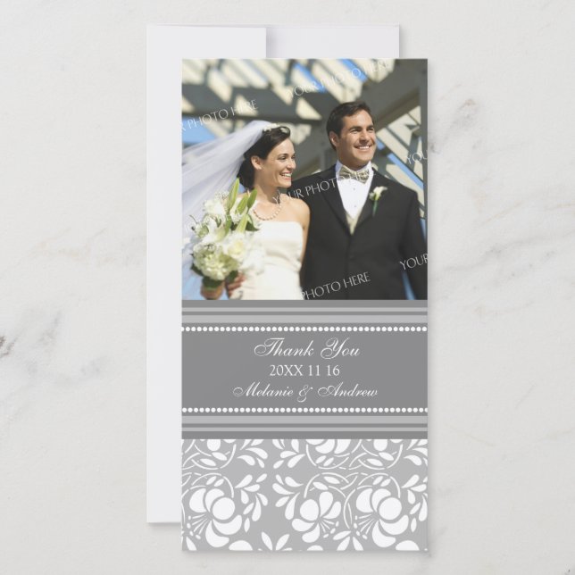 Tarjetas de fotos de Grey Thank You Boda (Anverso)