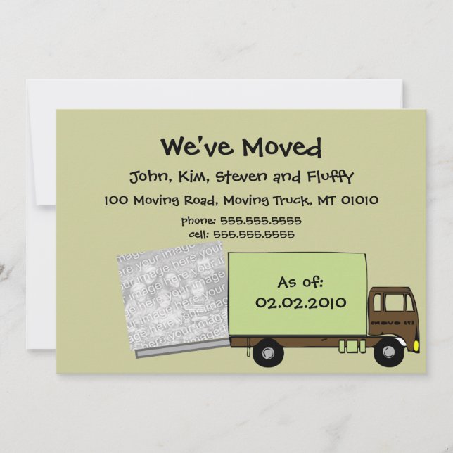 Tarjetas de fotos de Invitación verde moderna en m (Anverso)