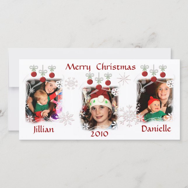 Tarjetas de fotos de los adornos navideños persona (Anverso)