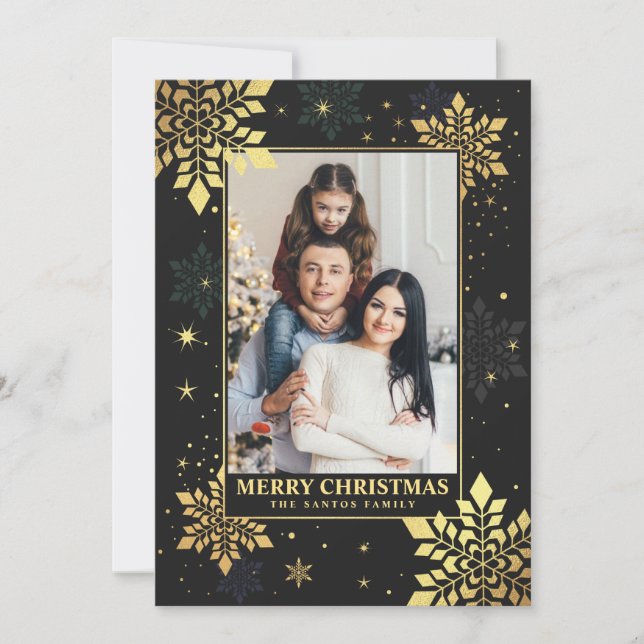 Tarjetas de fotos de Navidad Faux Relieve metaliza (Anverso)