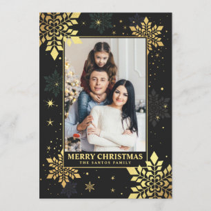 Tarjetas de fotos de Navidad Faux Relieve metaliza